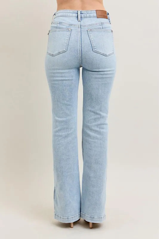 Judy Blue Women's High Waist Tummy Control Vintage Wash Slim Bootcut Jeans.