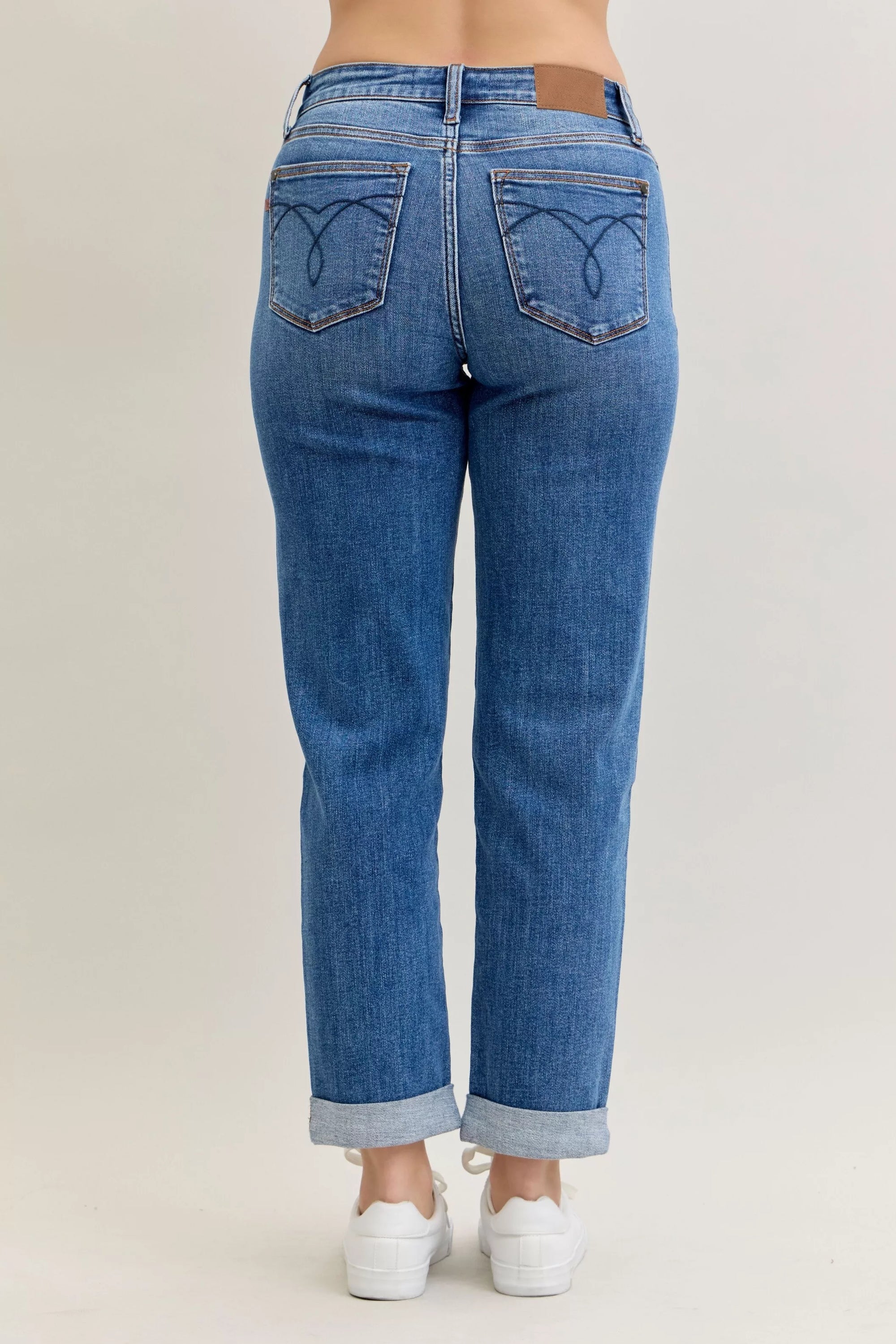 Judy Blue Mid Rise Boyfriend Cuffed Jeans – Relaxed Classic Fit
