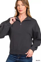 Zenana Half-Zip Fleece Sweatshirt – Cozy Relaxed Fit Essential
