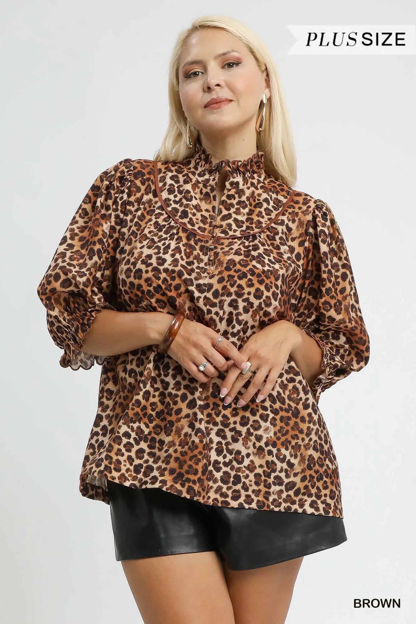 Leopard Print Ruffle Neck Blouse – Chic Statement Top for Day or Night