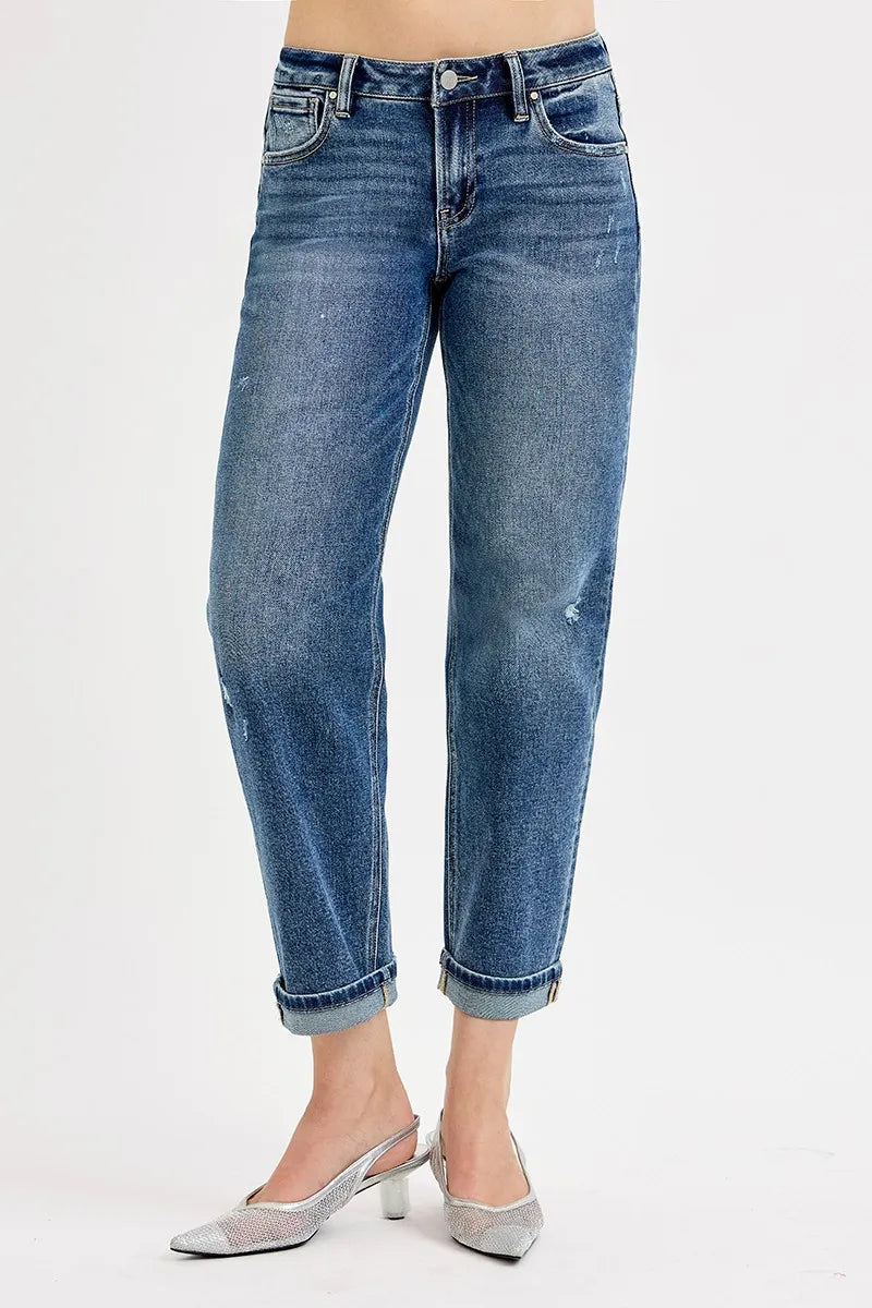 Relaxed Straight Crop Jeans – Vintage Medium Blue Everyday Denim