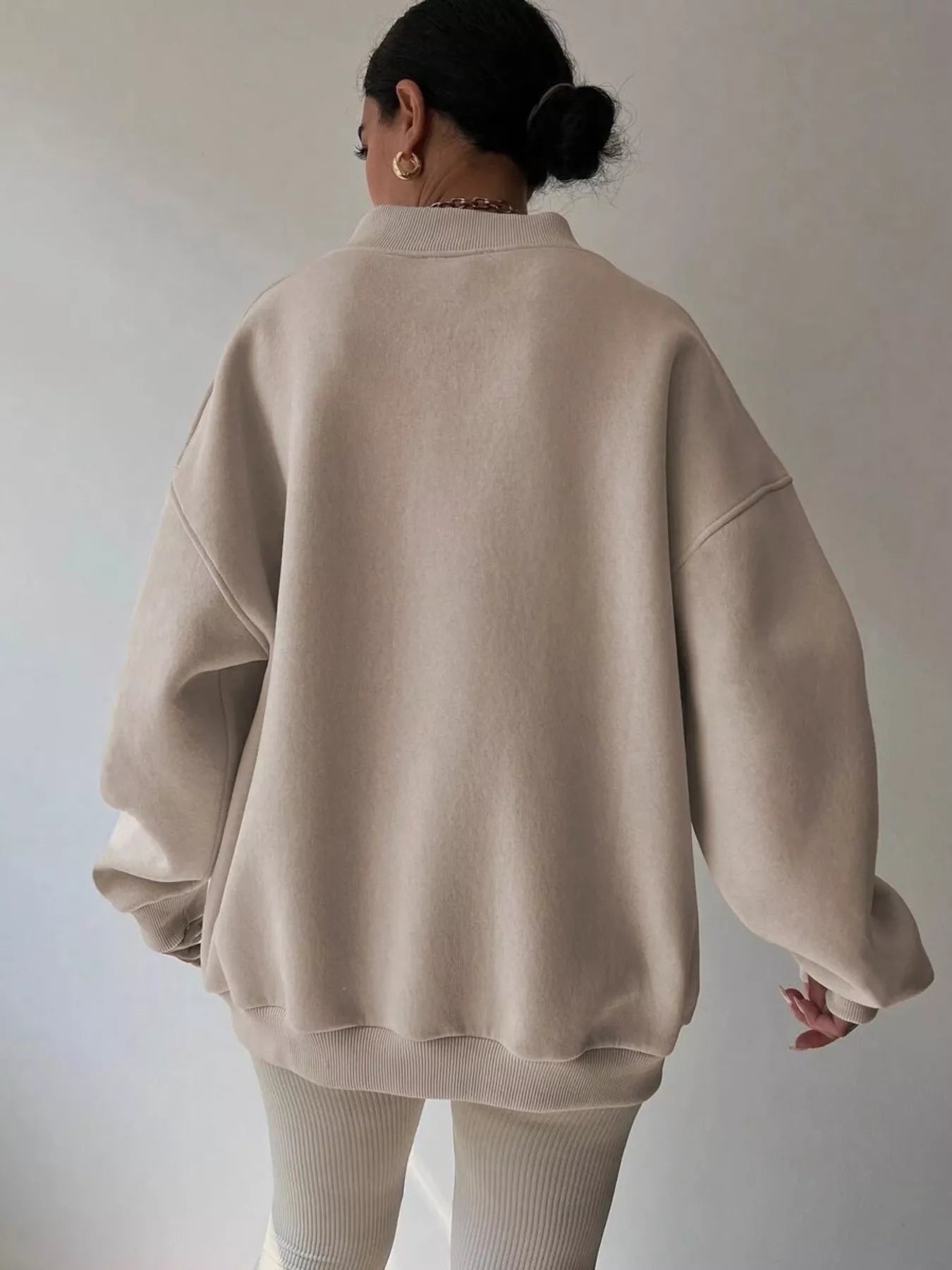 Dropped Shoulder Long Sleeve Oversized Sweatshirt – Cozy Casual Fit