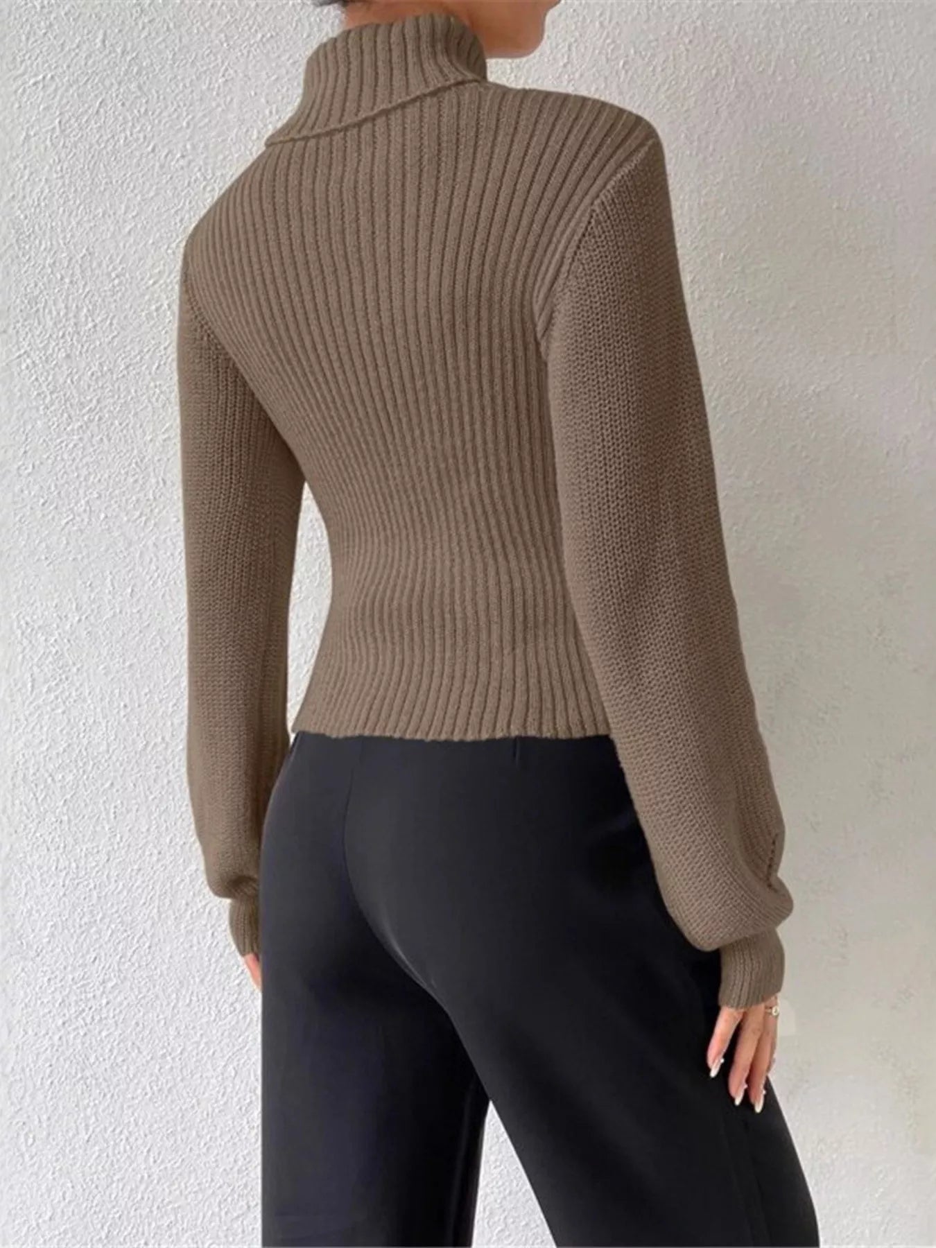 Cutout Front Turtleneck Long Sleeve Sweater – Chic Modern Knit