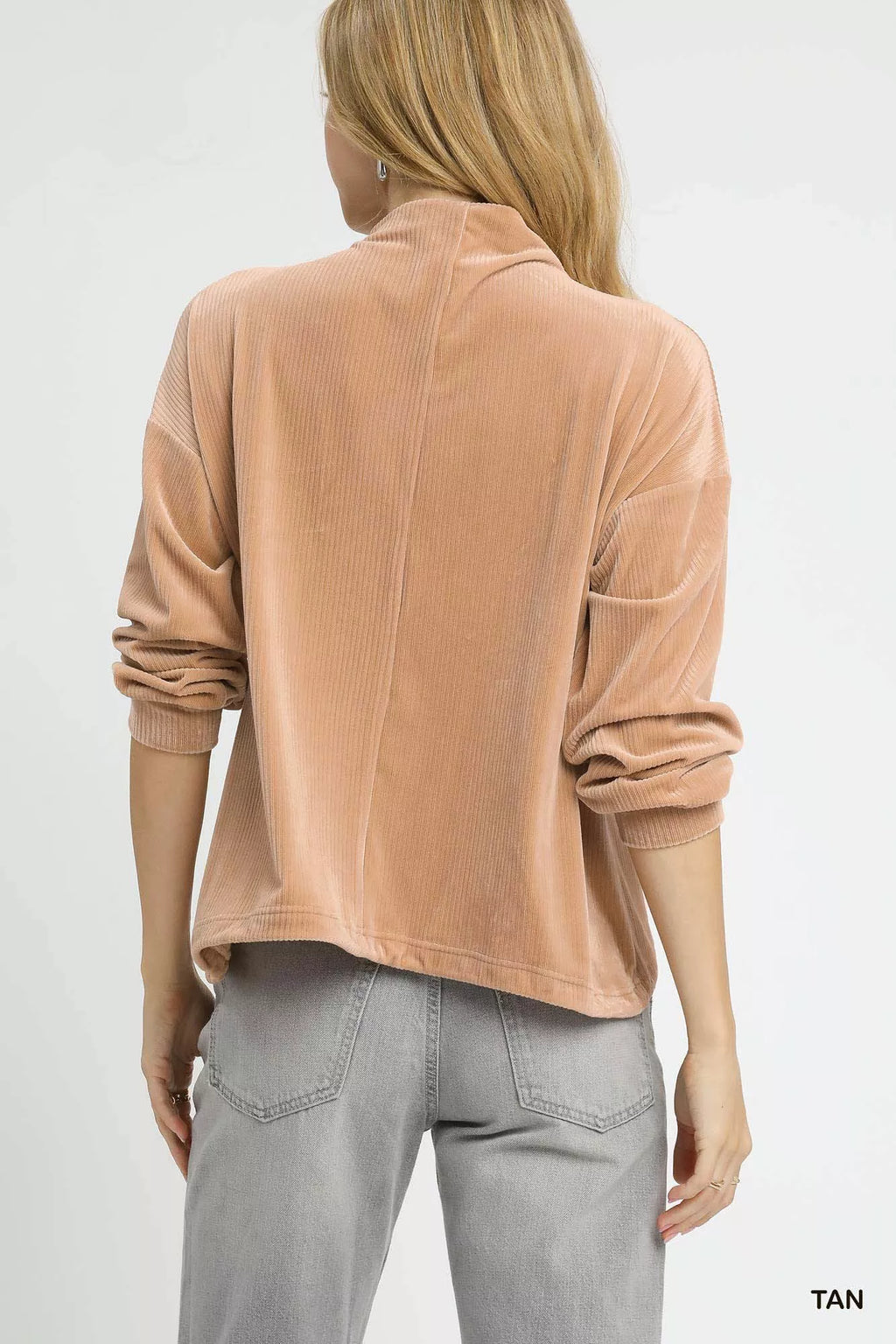 Ribbed Drawstring Hem Knit Top
