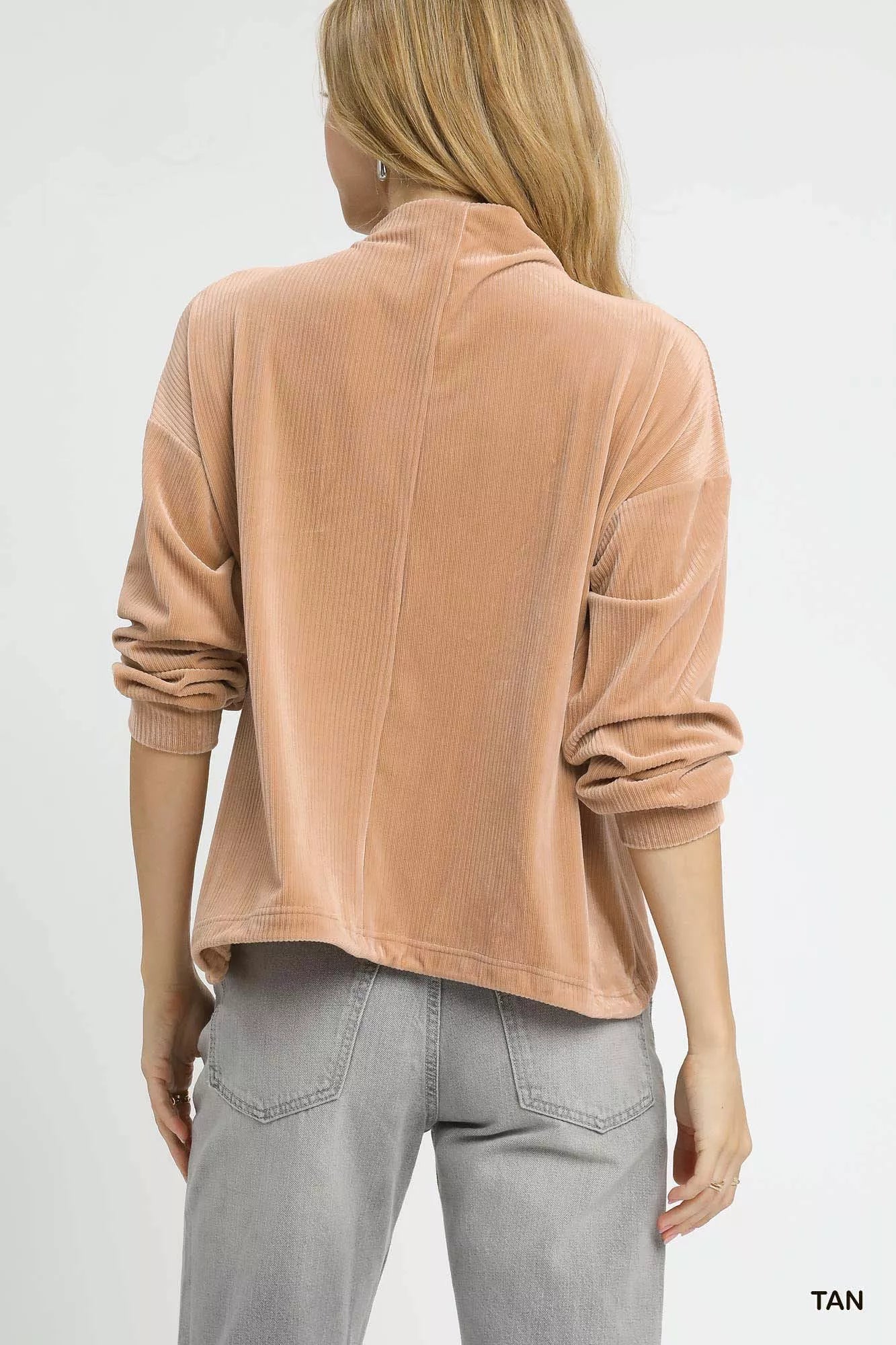 Ribbed Drawstring Hem Knit Top