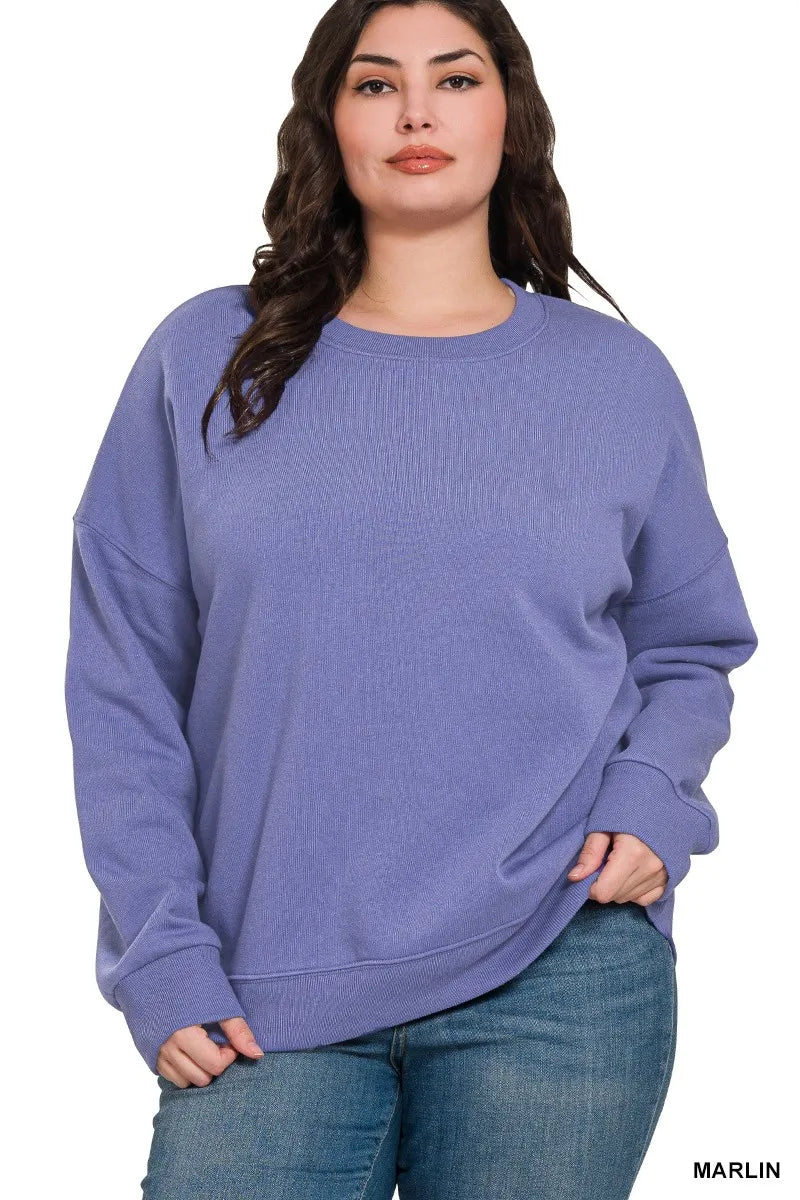 Fleece Drop Shoulder Sweatshirt Relaxed Fit Ultra Soft Warmth