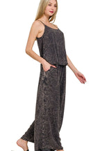 Ash Black Cami & Palazzo Pants Set – Charcoal Abstract Style