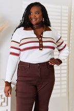Striped Collared Rib-Knit Top – Classic, Flattering & Versatile Style