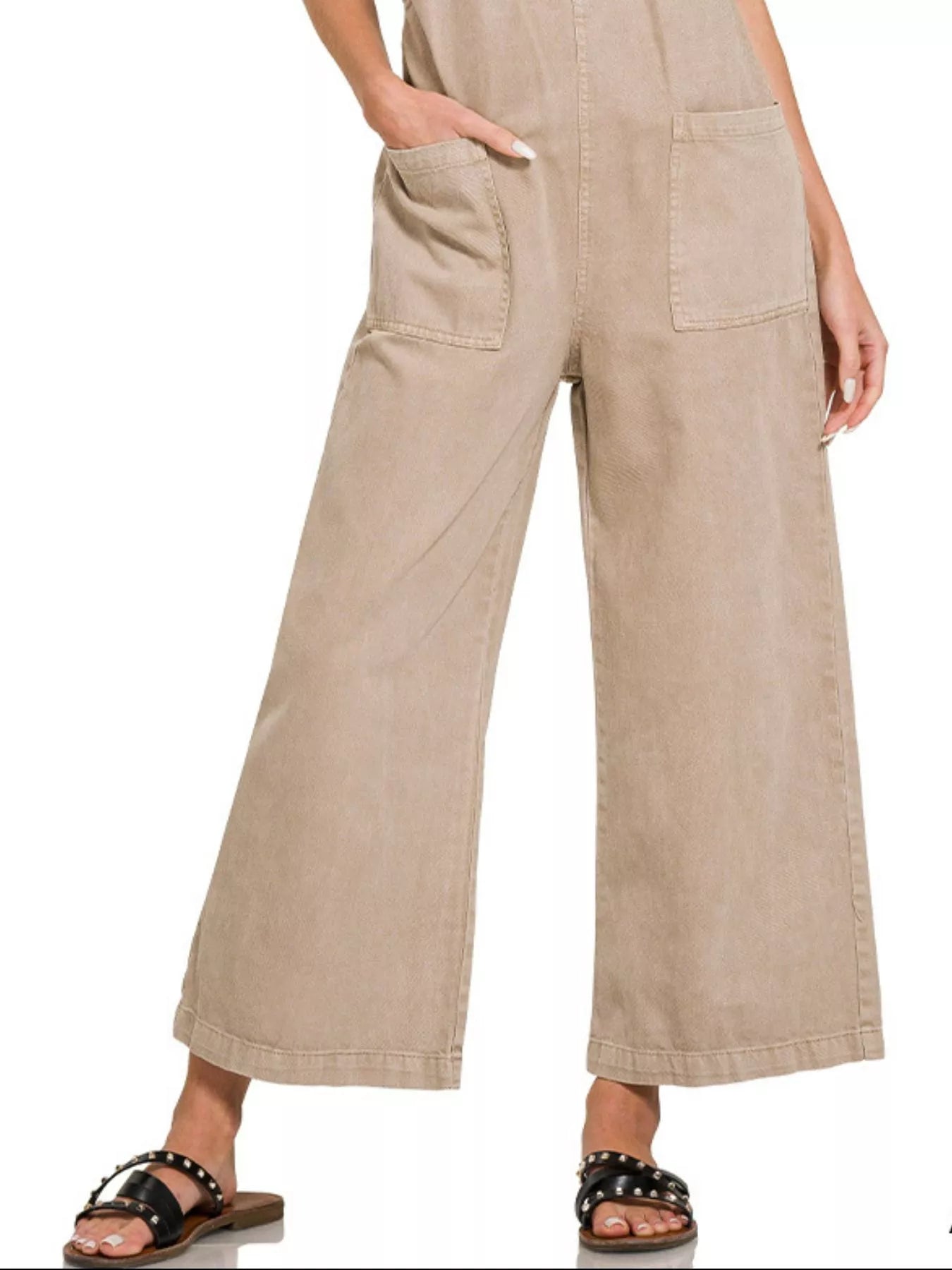 Zenana Washed Knot Strap Jumpsuit with Pockets – Chic & Effortless