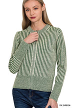 Zenana Ribbed Two-Tone Zip-Up Sweater Cardigan – Chic Layering Piece