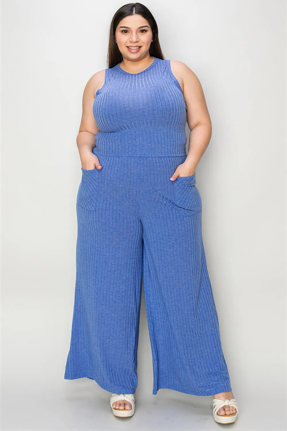 Ribbed Tank & Wide Leg Pants Set – Chic, Comfy & Effortless