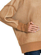 Camel Oversized Ribbed Pullover Sweater – Cozy Fall & Winter Essential