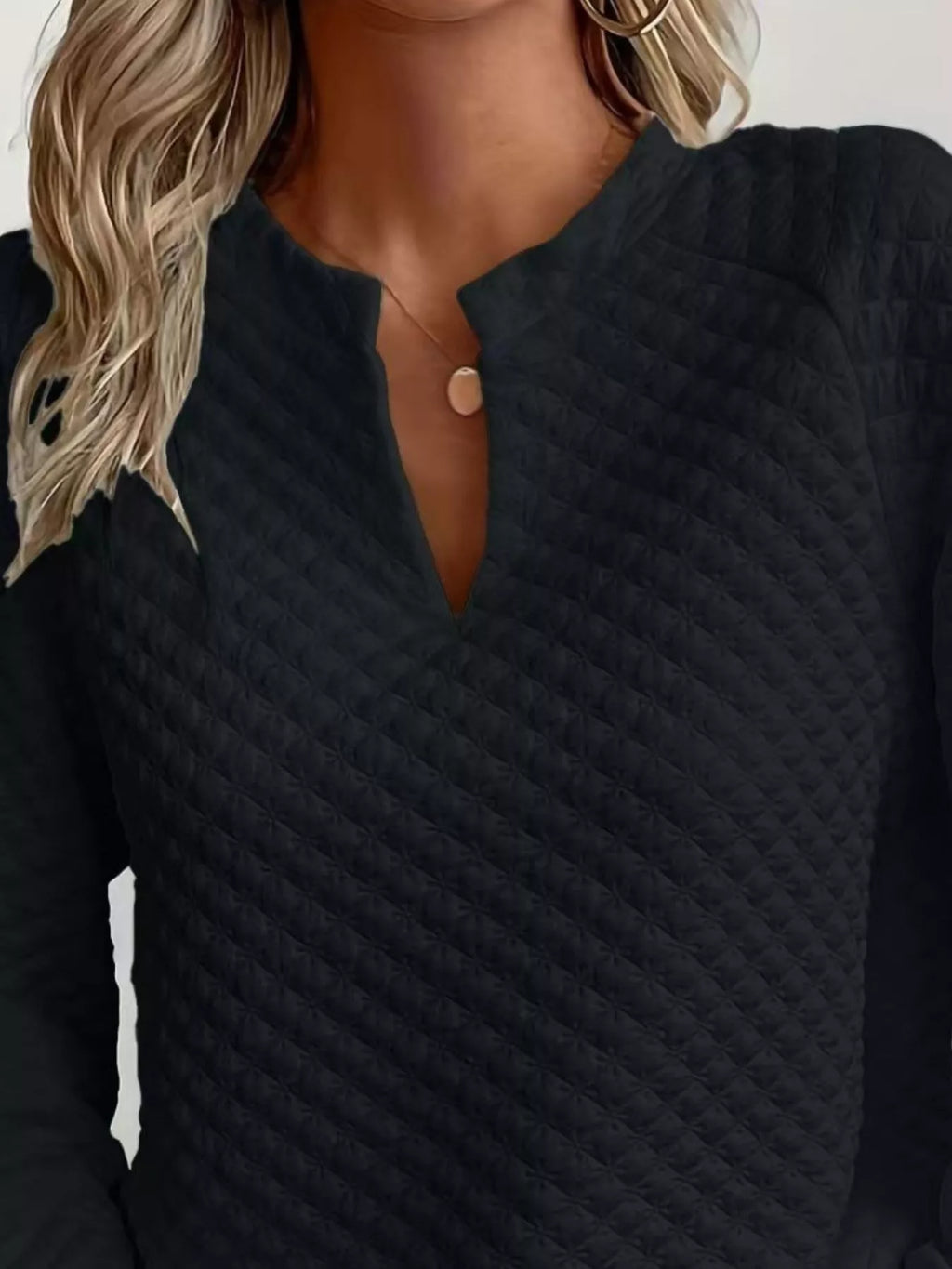 Notched Raglan Sleeve Sweatshirt – Casual Cozy Pullover