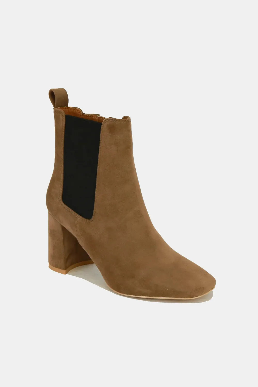 Faux Suede Block Heel Chelsea Boots – Chic Elastic Side Panel Design