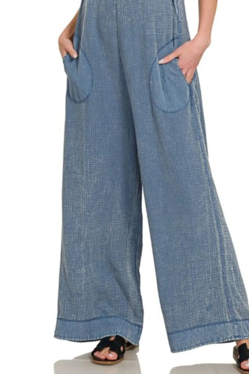 Double Gauze Wide-Leg Overalls – Lightweight, Washed & Effortless