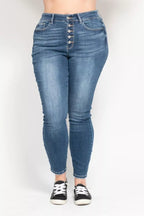 Judy Blue High Rise Button Fly Skinny Jeans – Flattering Trendy Fit
