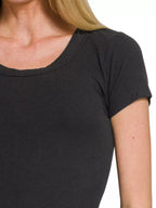 Zenana Ribbed Round Neck Short Sleeve T-Shirt – Soft, Stretchy Daily Basic