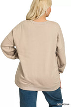 Zenana Fleece Hi-Low Boyfriend Sweatshirt with Pockets
