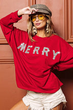 BiBi Merry Glitter Christmas Top – Festive Drop Shoulder Holiday Style
