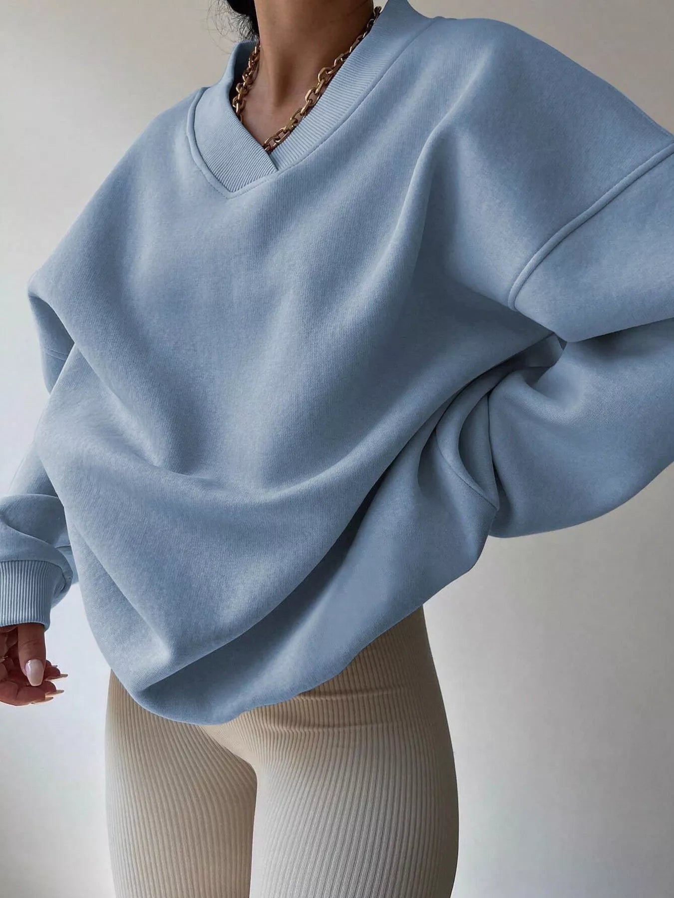 Dropped Shoulder Long Sleeve Oversized Sweatshirt – Cozy Casual Fit