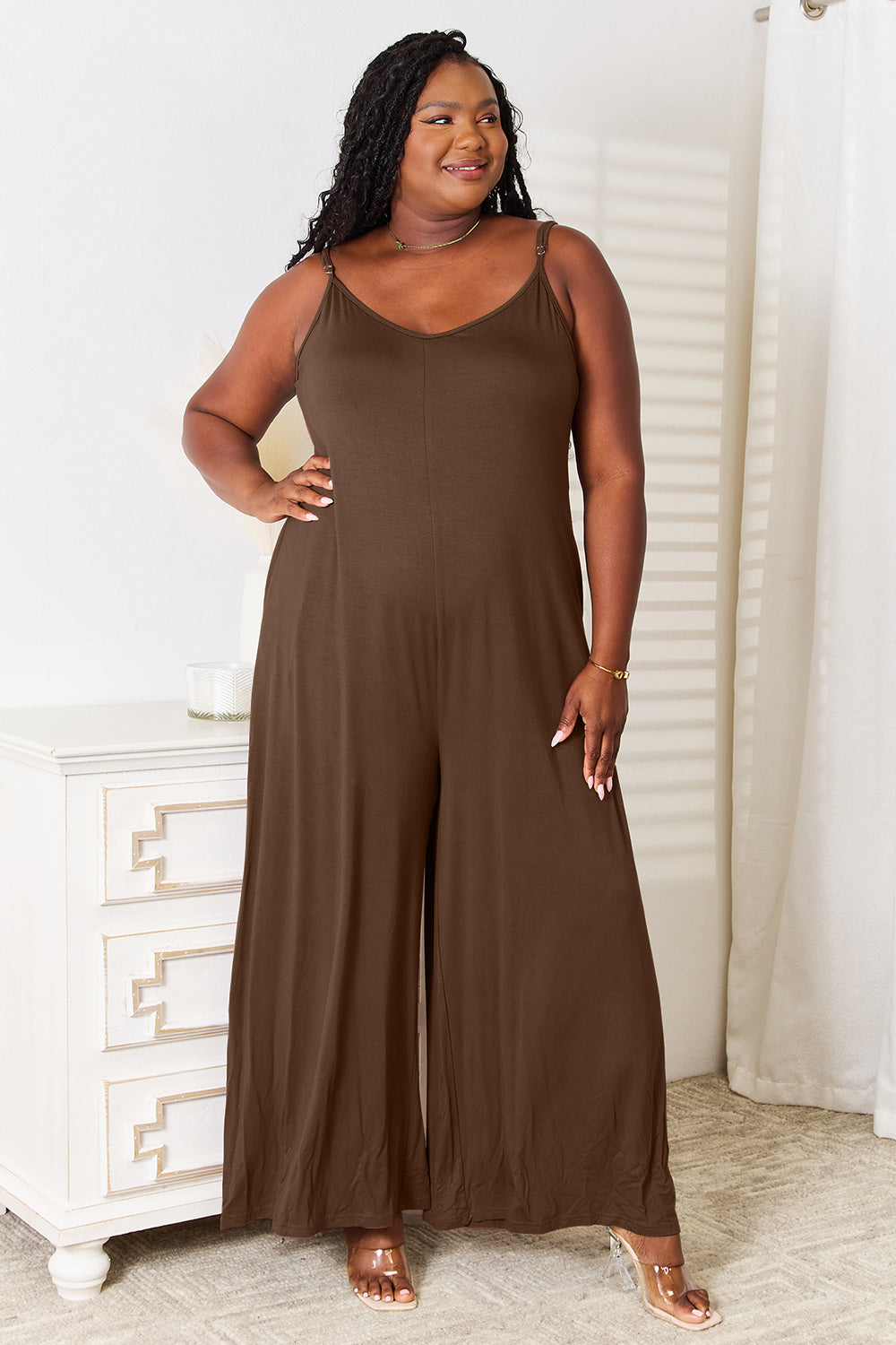 Spaghetti Strap Tied Wide-Leg Jumpsuit – Chic & Flattering Style