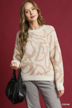 Heart Print Crew Neck Sweater – Cozy, Cute & Stylish Layer