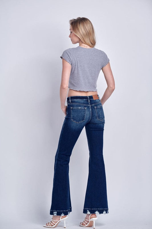 Artemis Vintage Mid Rise Stretch Super Flare Jeans Retro Comfy Fit