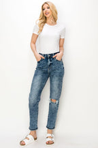 Artemis Vintage High Rise Distressed Mom Jeans – Stretchy Retro Fit