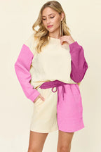 Contrast Drop Shoulder Top & Shorts Set – Trendy, Comfy & Versatile