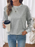 Lace Detail Round Neck Sweatshirt – Feminine Casual Style