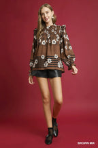 Mix Floral Smocked Ruffle Blouse – Feminine & Stylish Wardrobe Essential