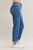 Judy Blue Mid Rise Boyfriend Cuffed Jeans – Relaxed Classic Fit