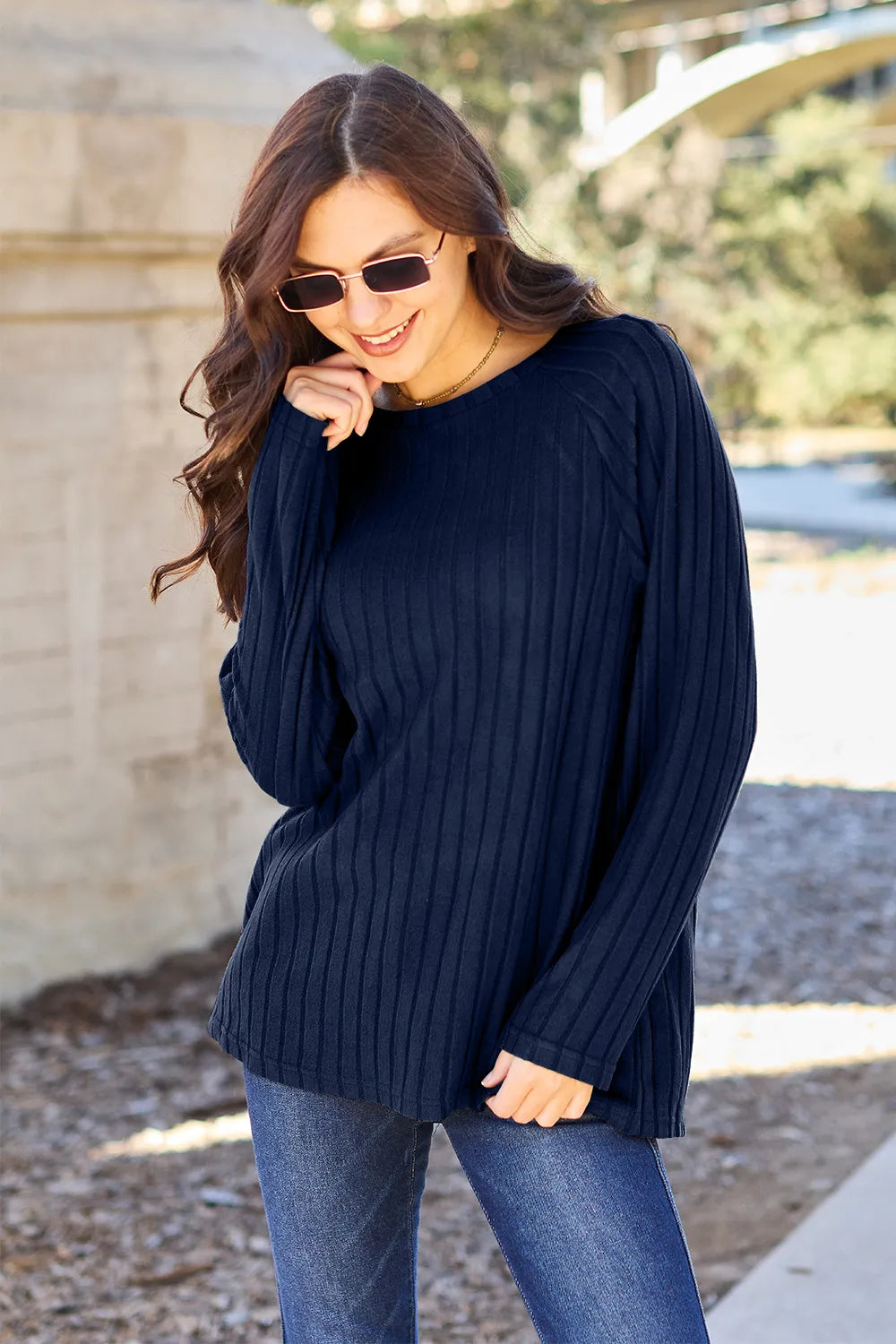 Ribbed Round Neck Knit Top – Cozy, Classic & Versatile