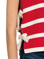Side Tie Stripe Sweater Vest Chic Layering Piece