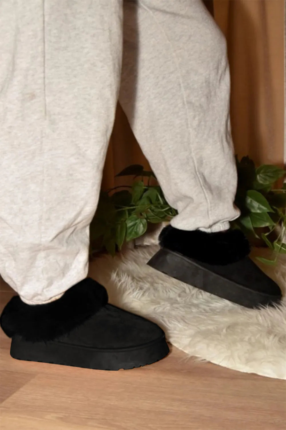 Faux-Fur Platform Slip-On Booties – Cozy Chic Winter Footwear