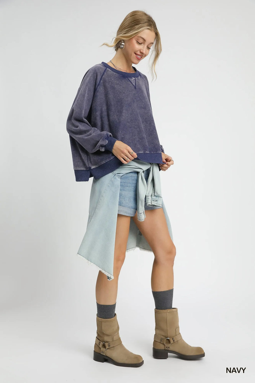 Mineral Wash French Terry Sweatshirt – Cozy Casual Chic Pullover