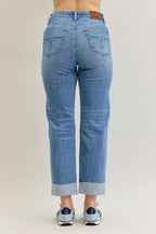 Judy Blue High Waist Criss-Cross Boyfriend Jeans – Mild Destroy Style