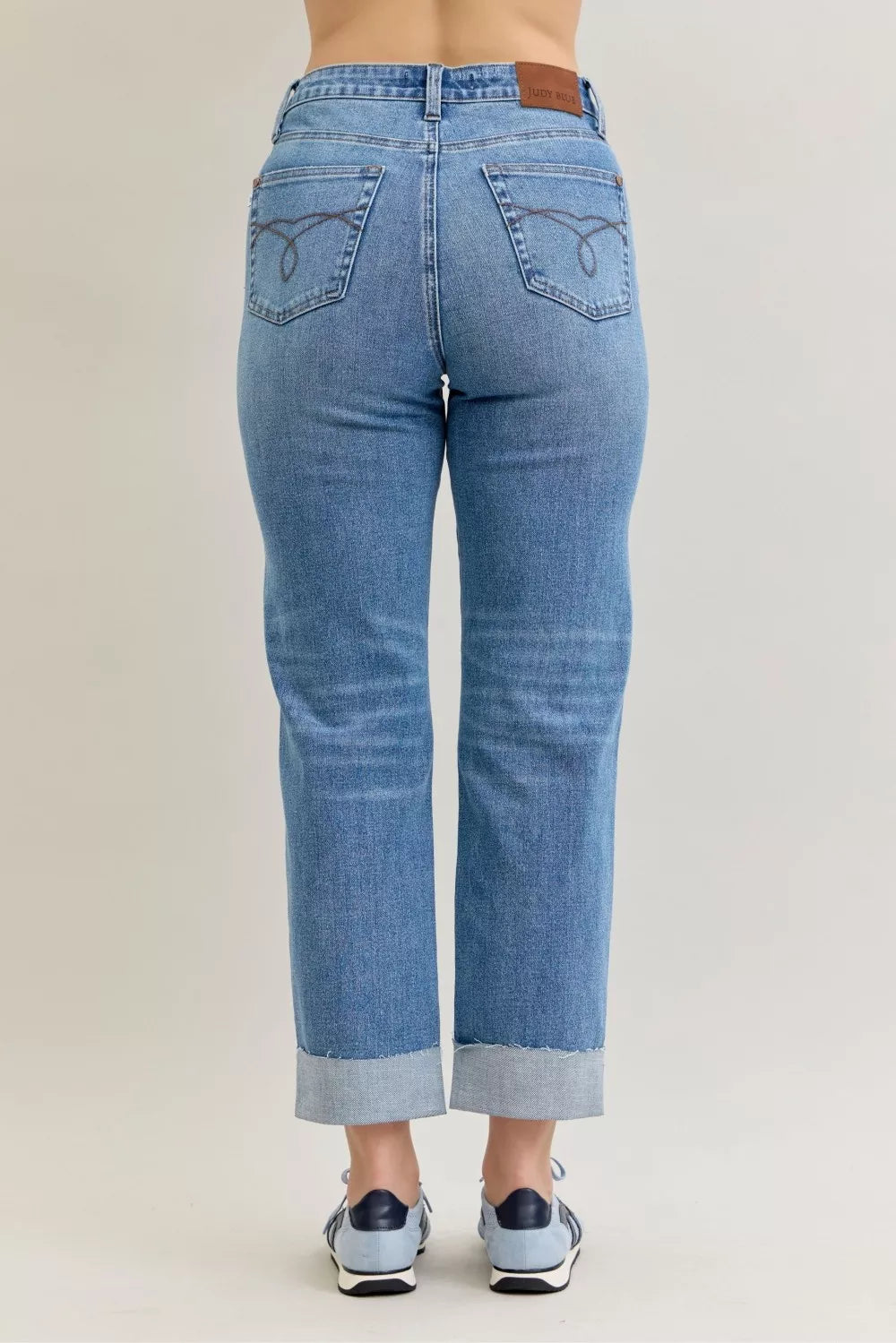 Judy Blue High Waist Criss-Cross Boyfriend Jeans – Mild Destroy Style