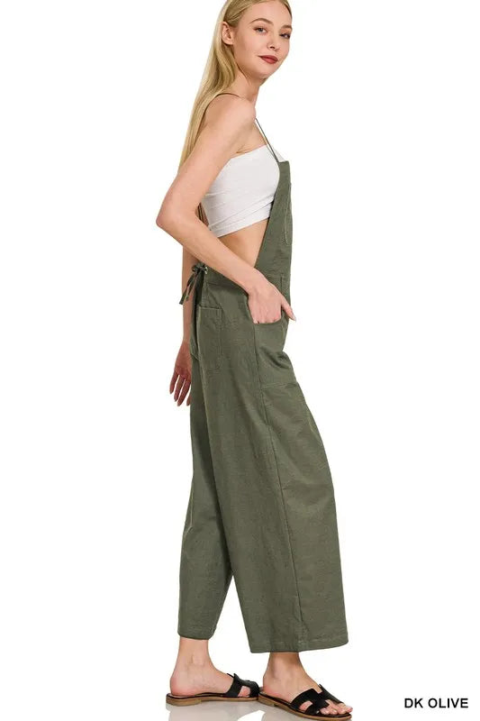Woven Spaghetti Strap Overalls – Lightweight Casual Summer Style