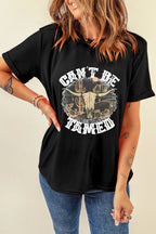 Western Graphic Round Neck Short Sleeve T-Shirt – Casual & Trendy