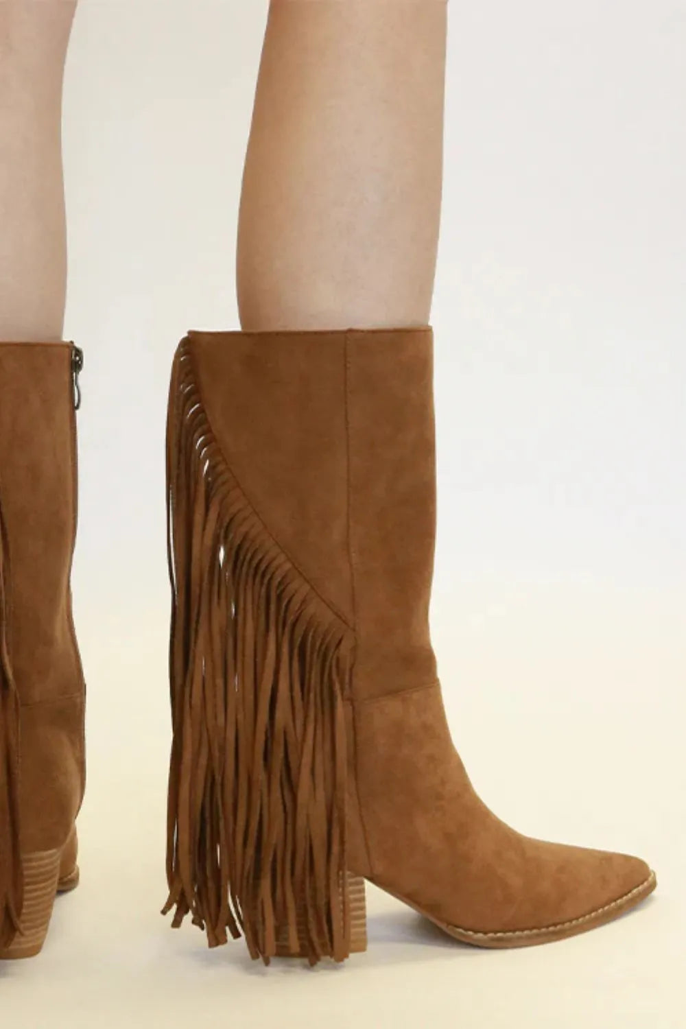 Suede Fringe Point Toe Boots – Boho Chic Festival Footwear