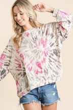BiBi Tie-Dye Terry Pullover – Vibrant, Cozy & Trendy Casual Wear