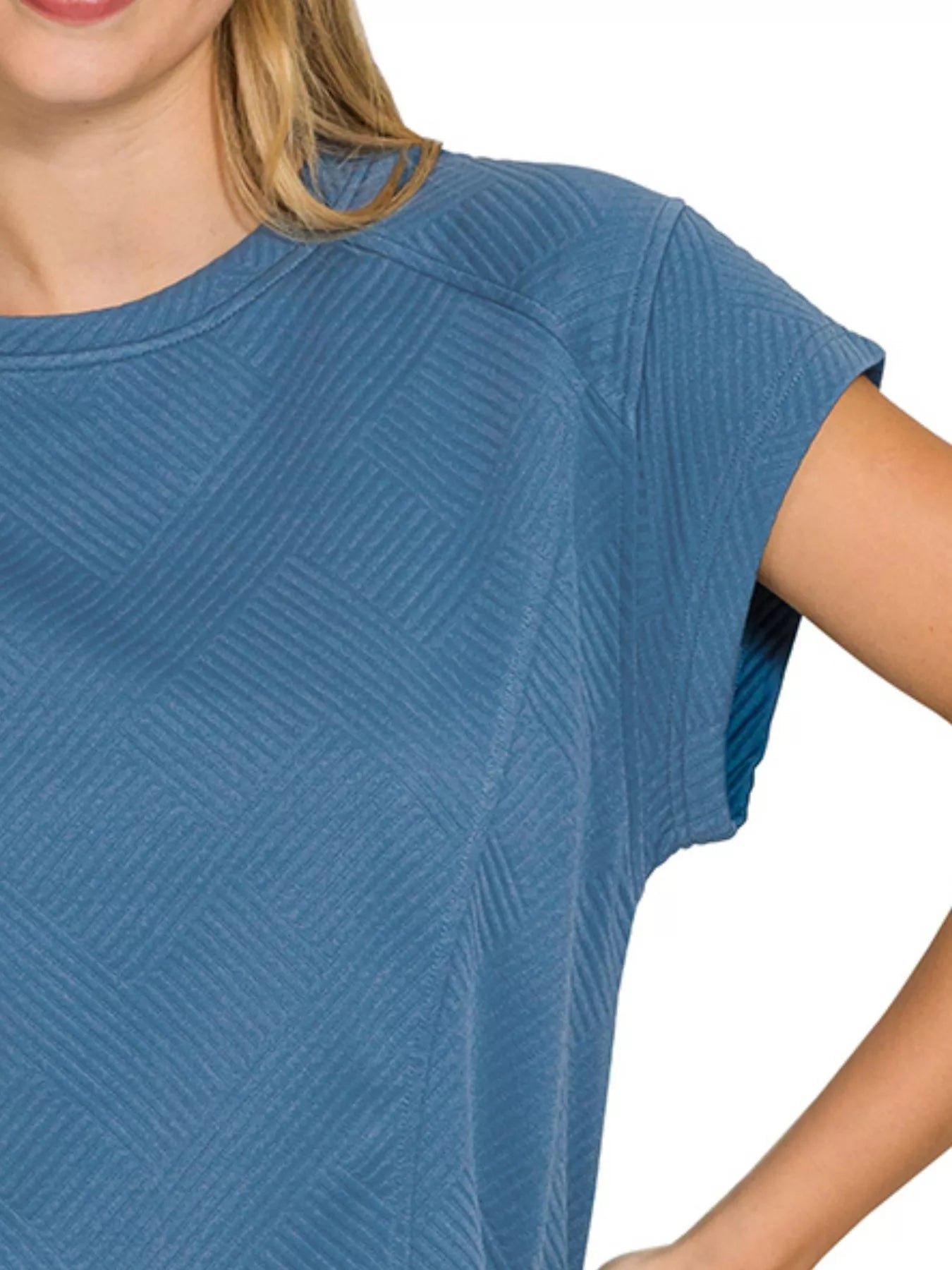 Zenana Textured Knit Jacquard Short Sleeve Top – Chic & Versatile Style