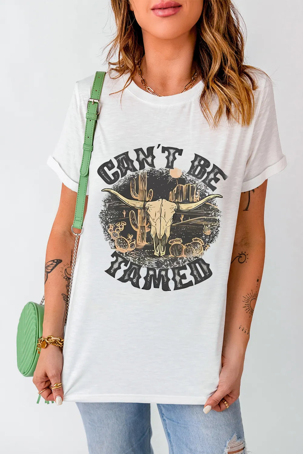 Western Graphic Round Neck Short Sleeve T-Shirt – Casual & Trendy