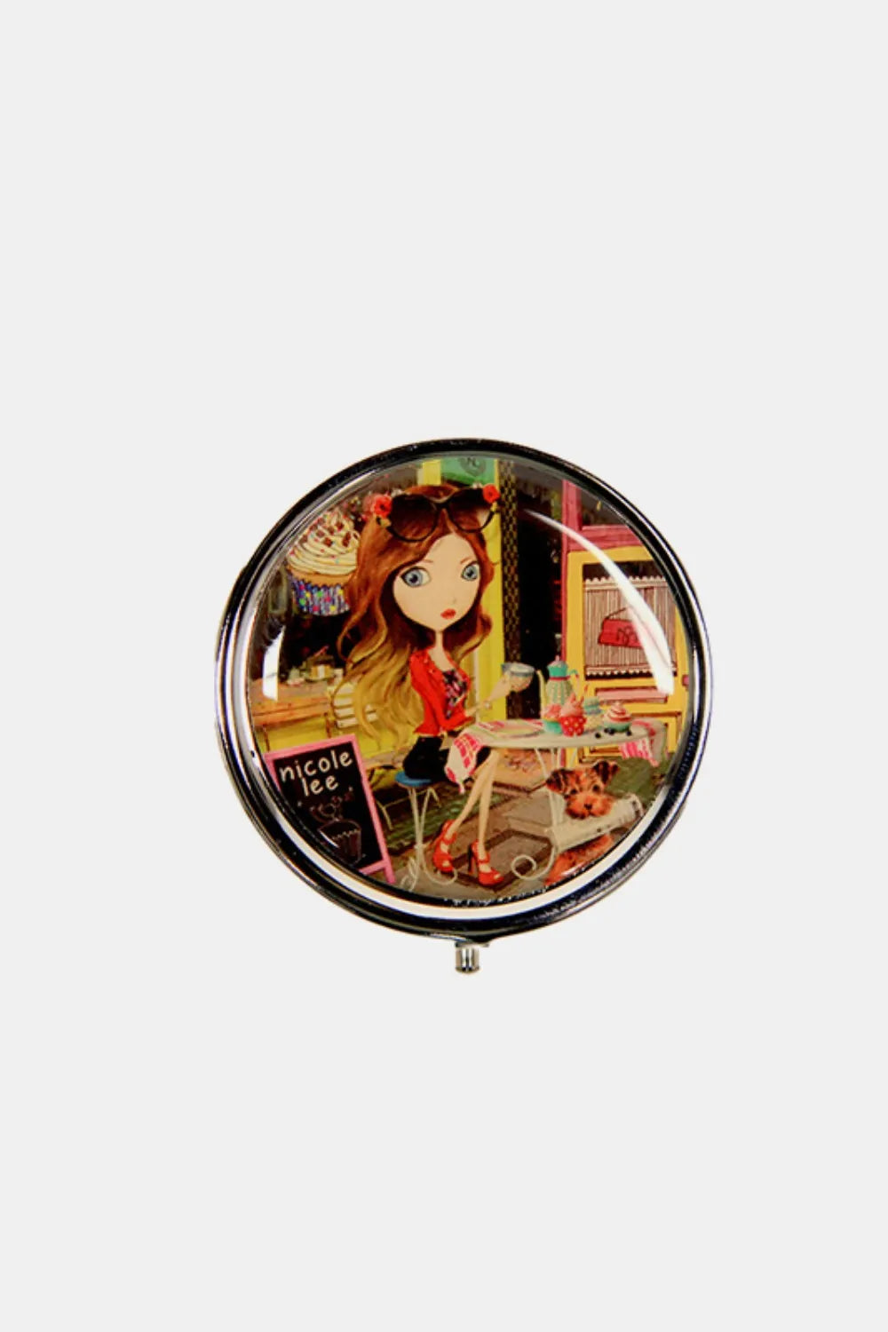 Nicole Lee Metallic Circular Large Pill Case – Stylish & Spacious Organizer