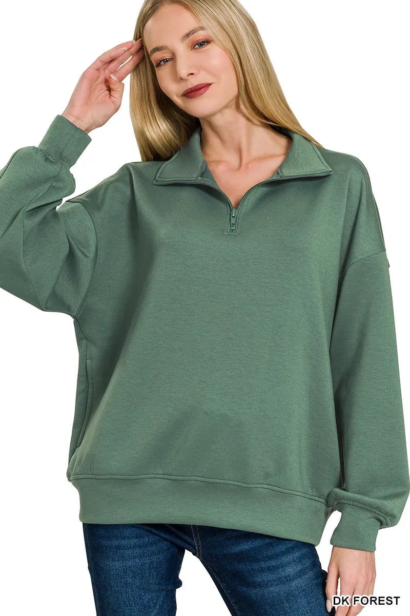 Scuba Quarter-Zip Sweatshirt | Modern Women’s Casual Pullover Top