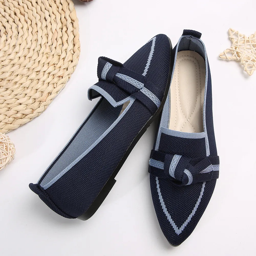 Point Toe Mesh Flat Slip-Ons – Lightweight Breathable Comfort