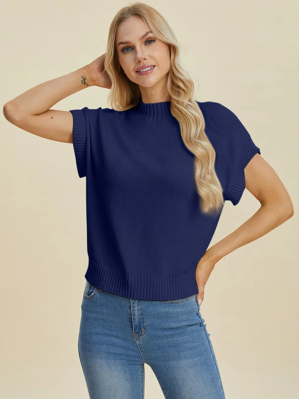 Mock Neck Short Sleeve Sweater – Chic, Cozy & Versatile