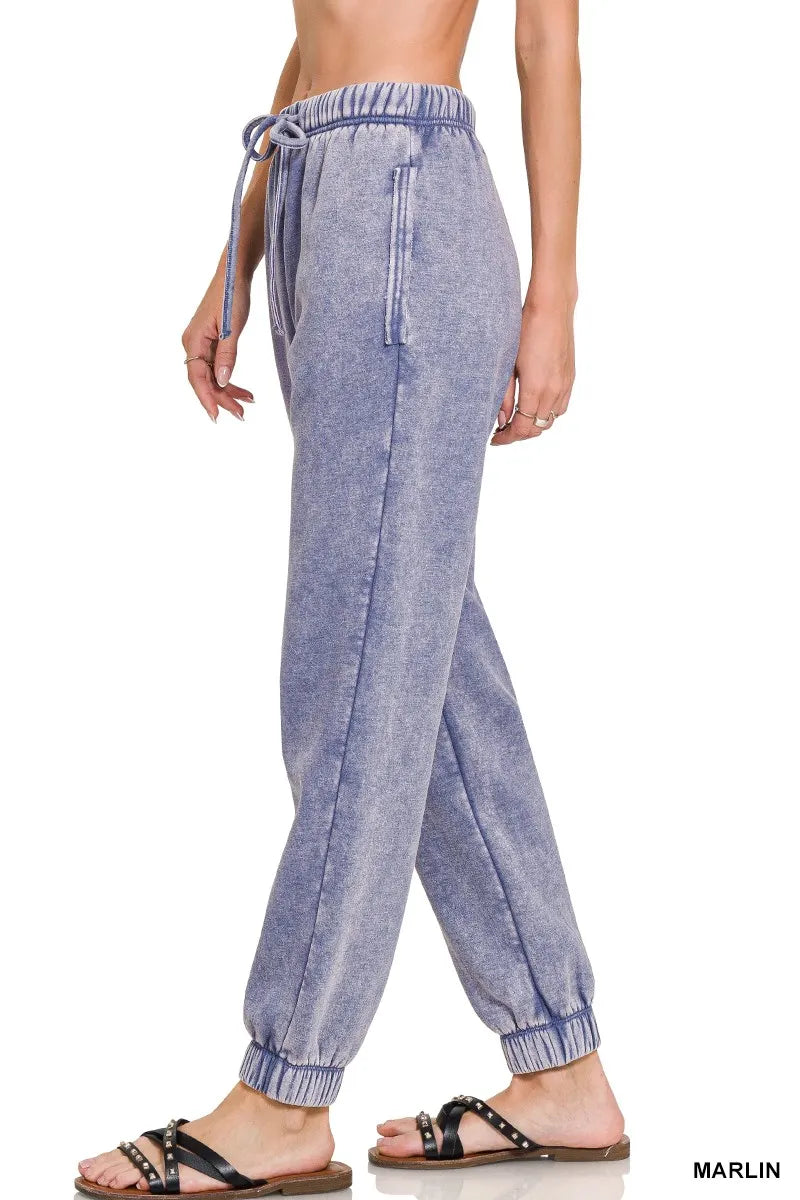 Zenana Mineral Wash Lounge Bottoms – Soft Relaxed Everyday Comfort