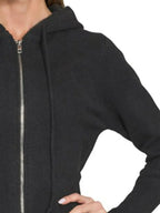Black Hooded Zip-Up Cardigan – Classic Knit Layer with Modern Comfort